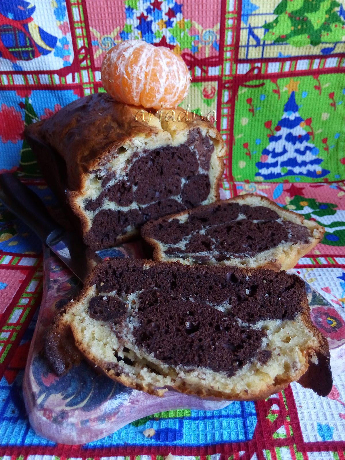 Двухцветный кекс на йогурте с мандариновым курдом