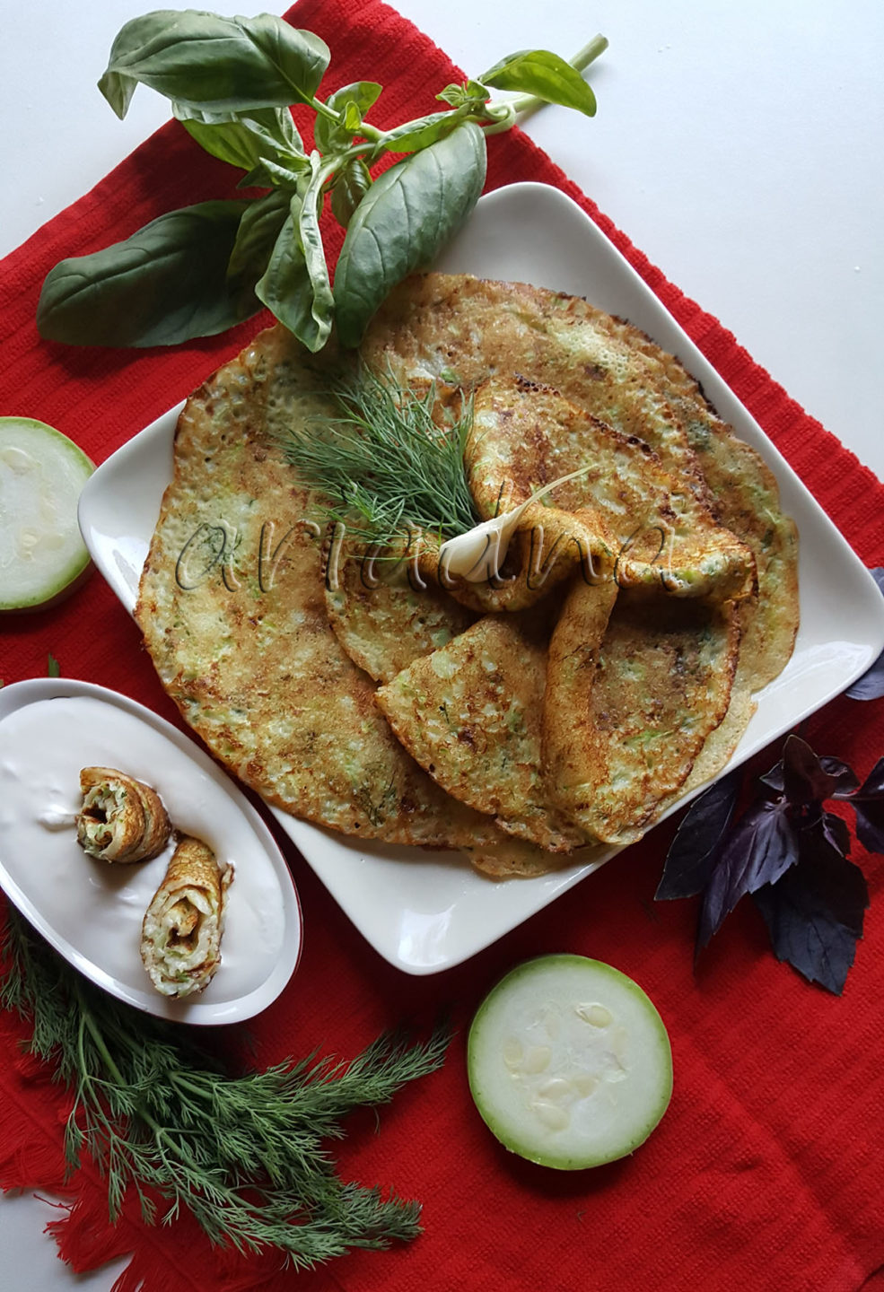 Zucchini Pancakes with Cheese and Herbs