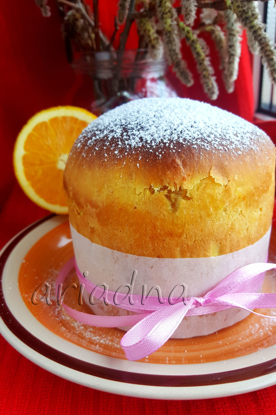 Orange Easter Kulich with Candied Fruit